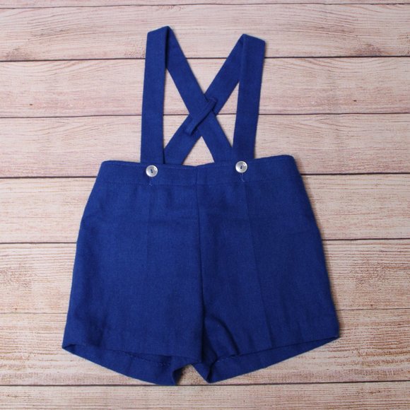 Vintage Imp Originals Suspendered Shorts Royal Blue - Picture 1 of 4